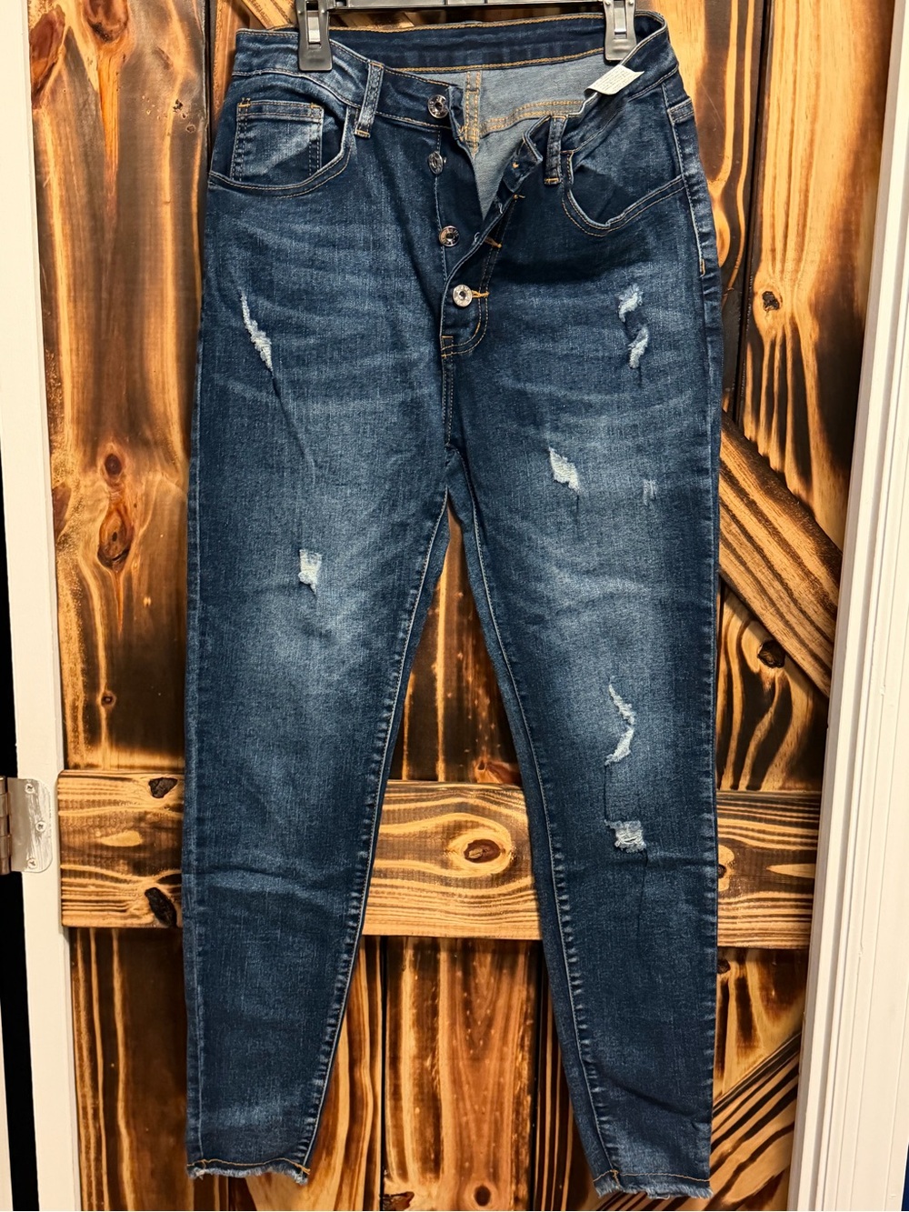 SHEIN Indigo Distressed High-Rise Skinny Jeans